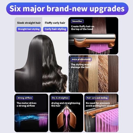 HT01 2-in-1 Hair Dryer/Straightener, Suitable for Both Wet and Dry Hair, Straightener Plates Won't Damage Hair