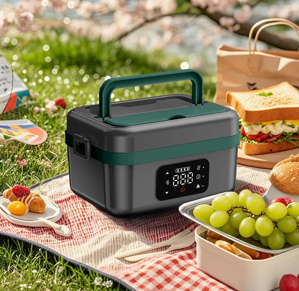 Cordless Electric Lunch Box for Adults, Men & Women, Heated Lunch Box Battery Powered with 1L Container, Self-Heating Lunch Box Rechargeable for Car/Truck/Office/Travel