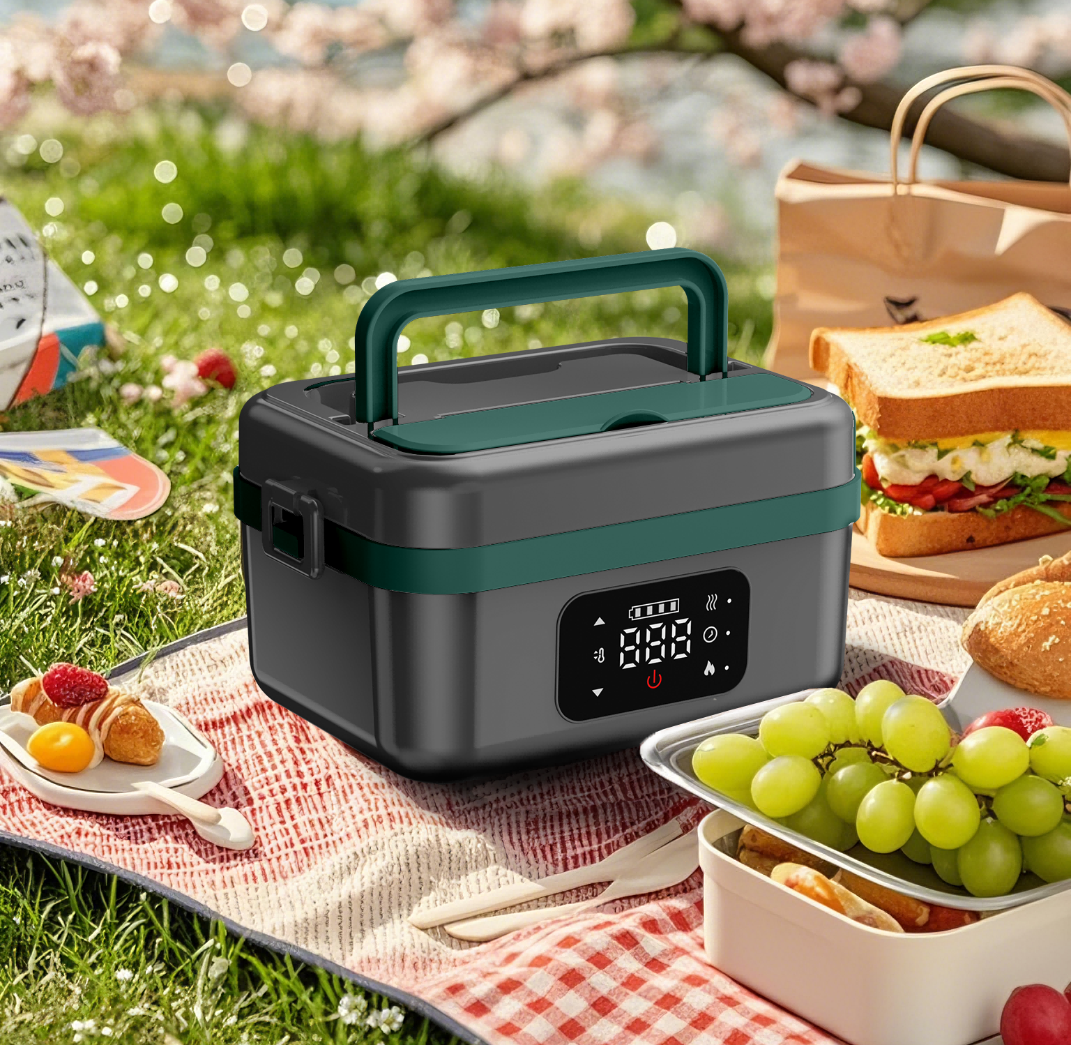 Cordless Electric Lunch Box for Adults, Men & Women, Heated Lunch Box Battery Powered with 1L Container, Self-Heating Lunch Box Rechargeable for Car/Truck/Office/Travel