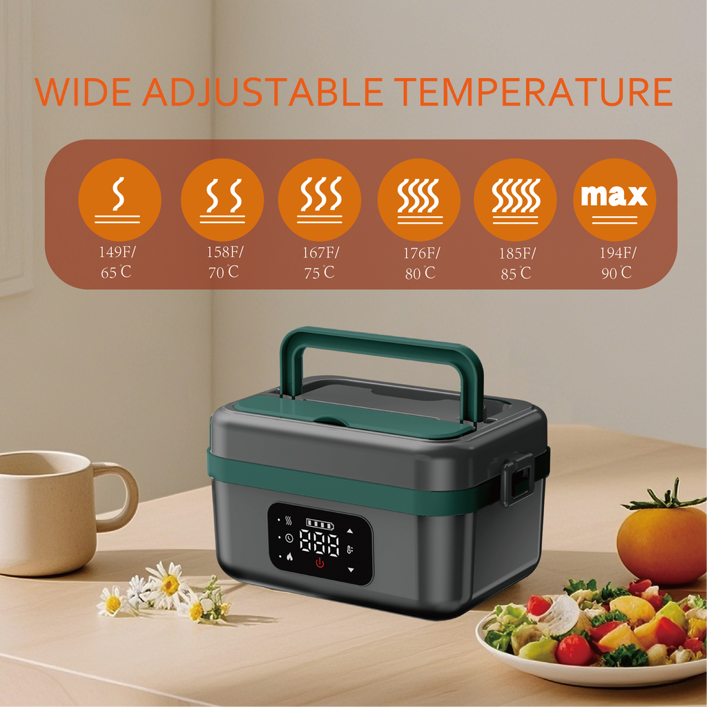 Cordless Electric Lunch Box for Adults, Men & Women, Heated Lunch Box Battery Powered with 1L Container, Self-Heating Lunch Box Rechargeable for Car/Truck/Office/Travel