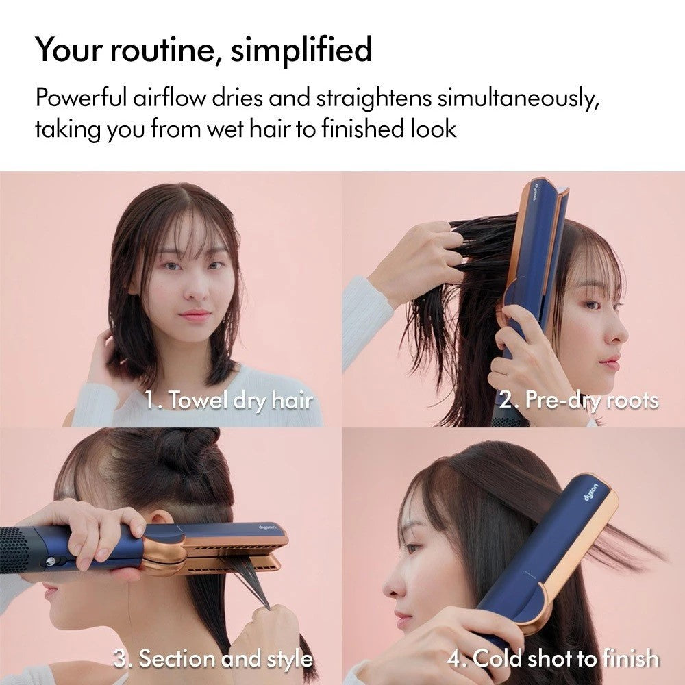 HT01 2-in-1 Hair Dryer/Straightener, Suitable for Both Wet and Dry Hair, Straightener Plates Won't Damage Hair