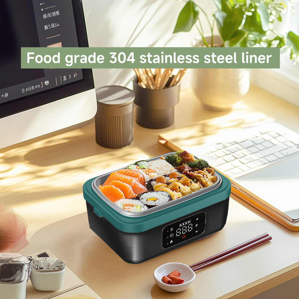 Cordless Electric Lunch Box for Adults, Men & Women, Heated Lunch Box Battery Powered with 1L Container, Self-Heating Lunch Box Rechargeable for Car/Truck/Office/Travel