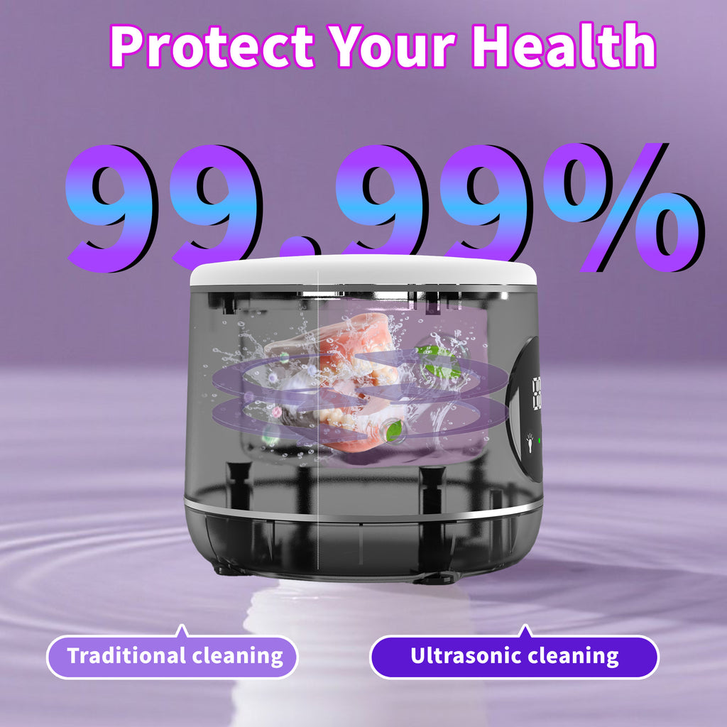 Portable Ultrasonic Jewelry Cleaner with UV Light – Deep Clean Dentures, Glasses & Watches in Minutes