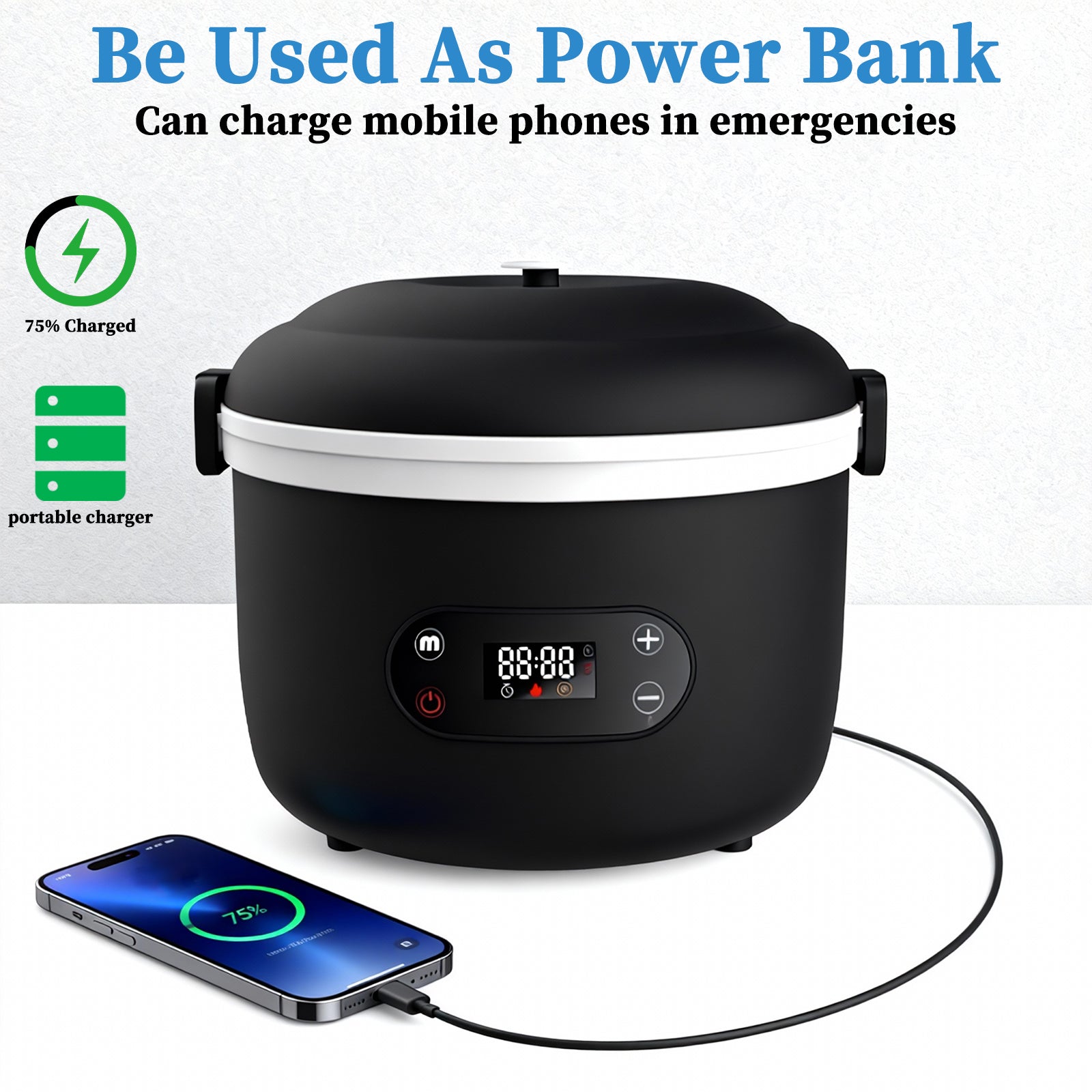 Rechargeable heated lunch box for office workers, with a separate inner liner for insulation, portable, water-free, car-mounted electric lunch box
