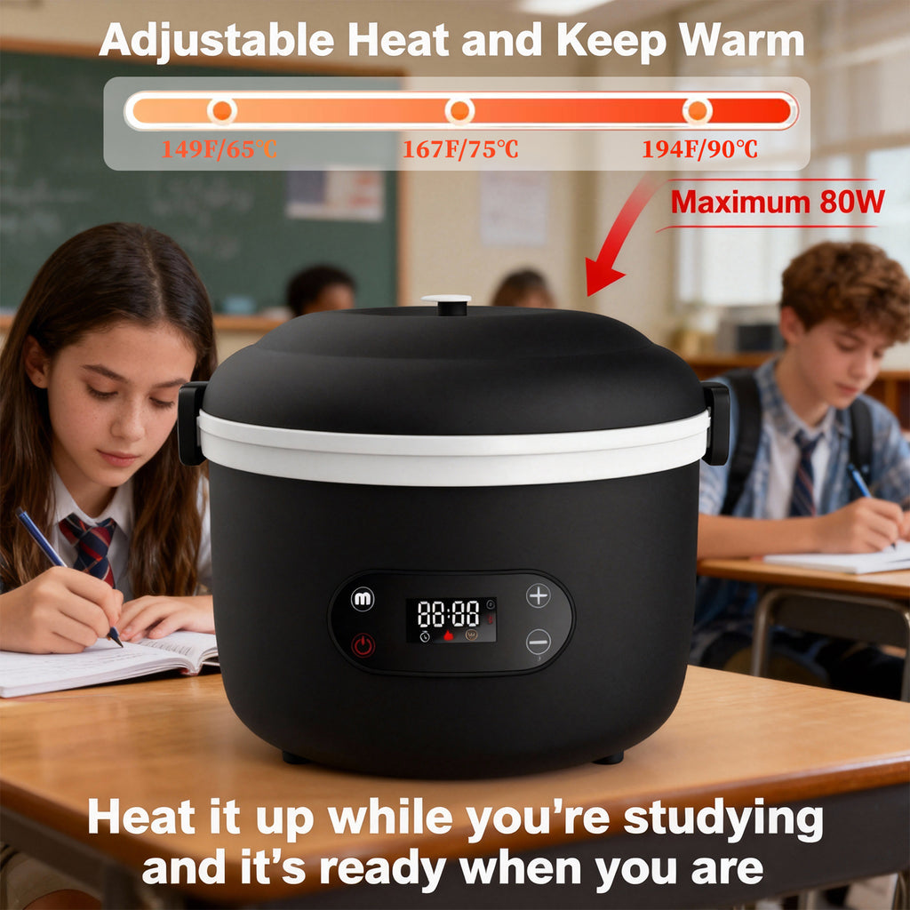 Rechargeable heated lunch box for office workers, with a separate inner liner for insulation, portable, water-free, car-mounted electric lunch box