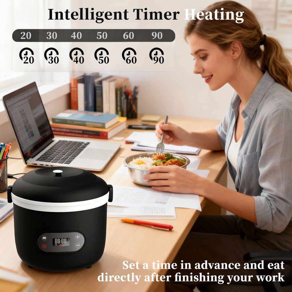 Rechargeable heated lunch box for office workers, with a separate inner liner for insulation, portable, water-free, car-mounted electric lunch box