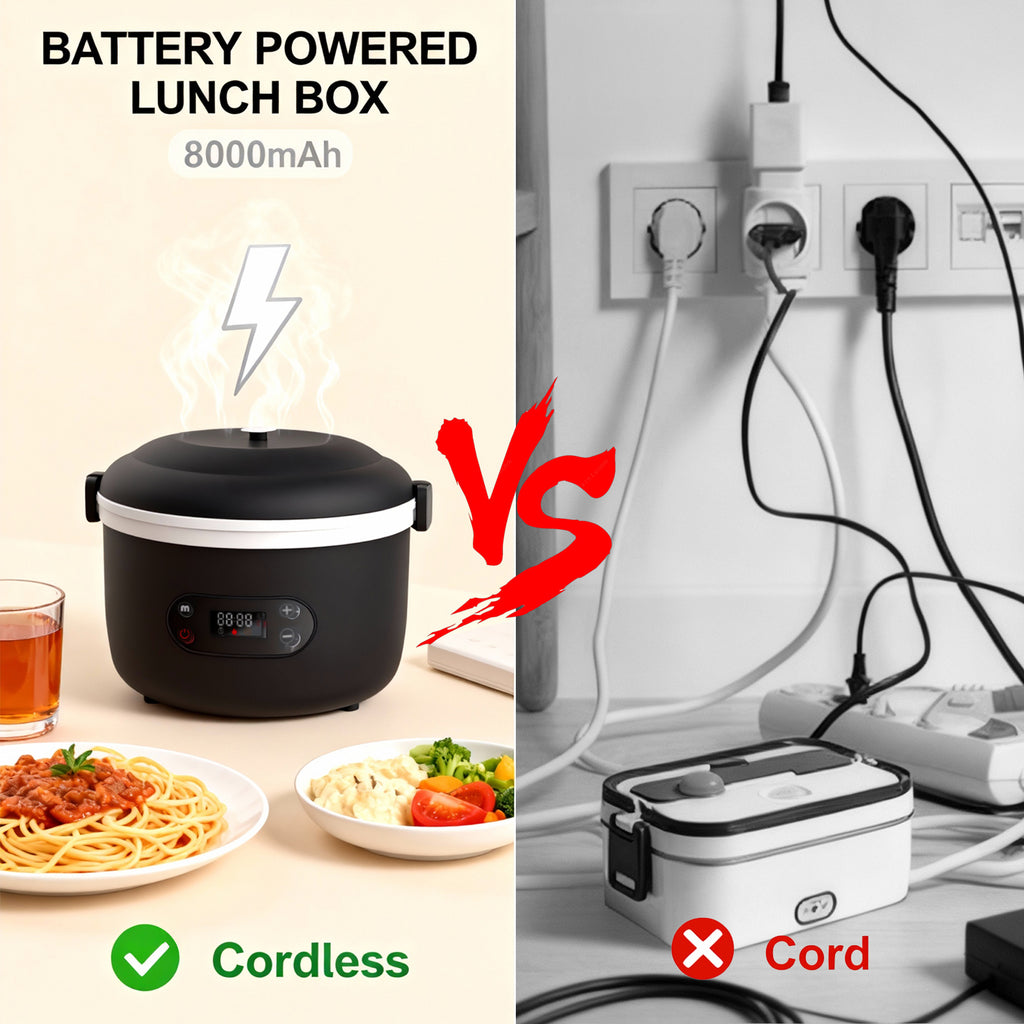 Rechargeable heated lunch box for office workers, with a separate inner liner for insulation, portable, water-free, car-mounted electric lunch box