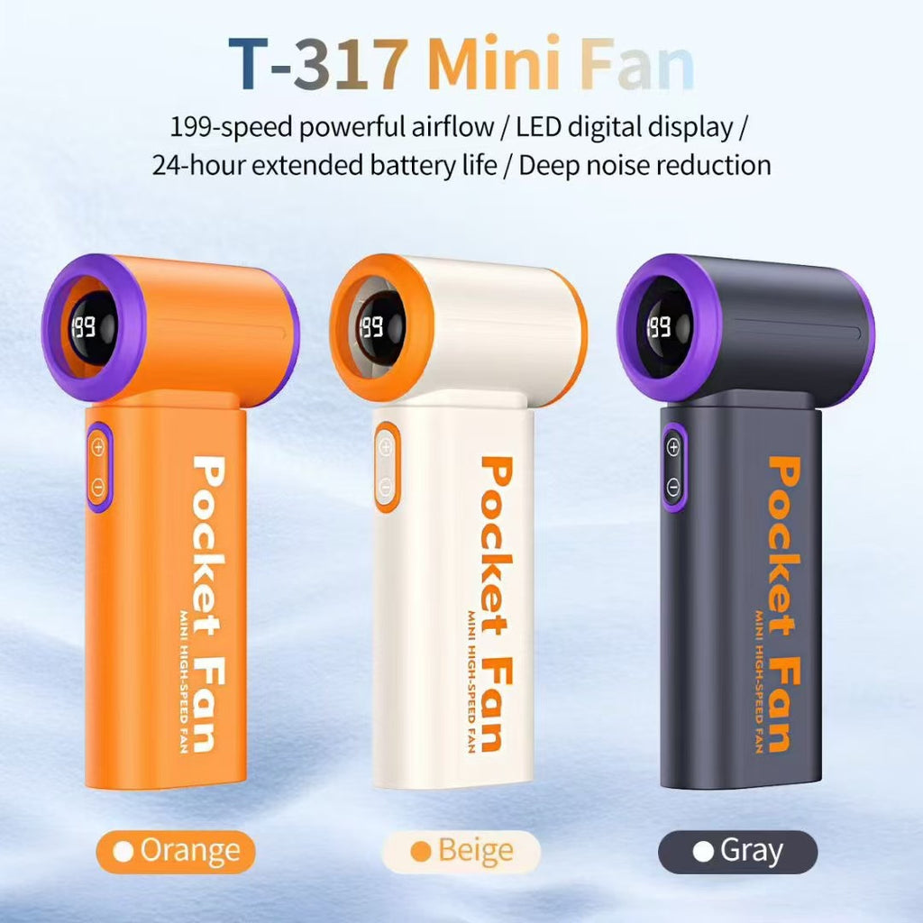 199Gear T317 Mini Portable Fan – Powerful Cooling Airflow, 4000mAh Ultra-Endurance Battery & USB Rechargeable Handheld Fan