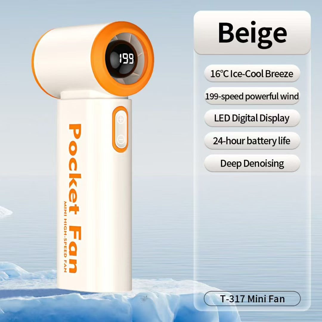 199Gear T317 Mini Portable Fan – Powerful Cooling Airflow, 4000mAh Ultra-Endurance Battery & USB Rechargeable Handheld Fan