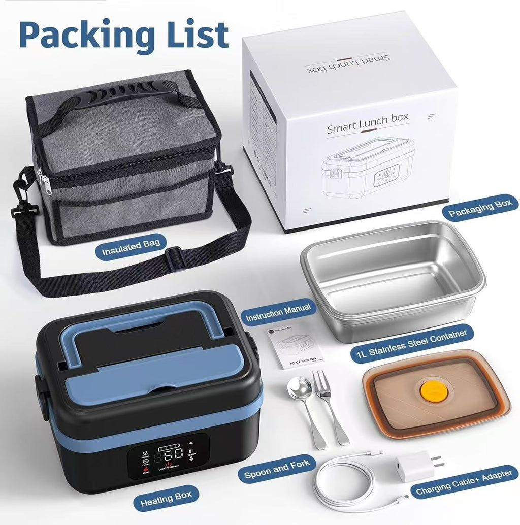 Cordless Electric Lunch Box for Adults, Men & Women, Heated Lunch Box Battery Powered with 1L Container, Self-Heating Lunch Box Rechargeable for Car/Truck/Office/Travel